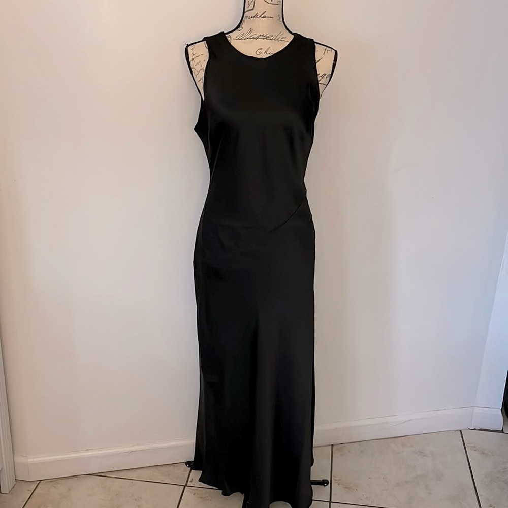 Express | Women’s Black Elegant Glam Satin Maxi Dress Size S Small